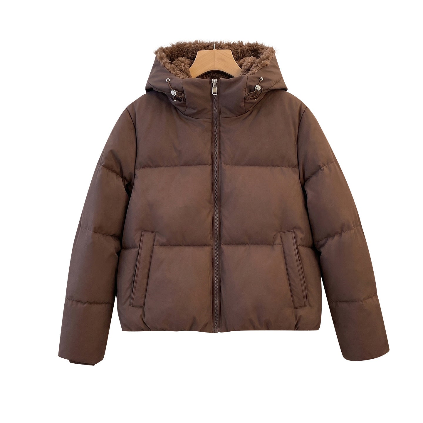 Women's compact quilted jacket with Sherpa inner hood, warming thermal insulation and concealed two-way zipper Chichicherry