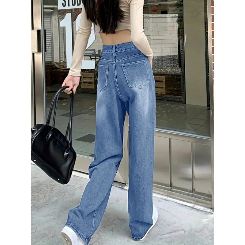 Women's wide High-Waist Baggy jeans with straight leg Chichicherry