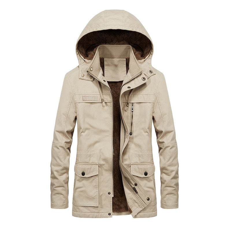 Men's thermo field parka in canvas look with warming teddy lining and adjustable hood Chichicherry