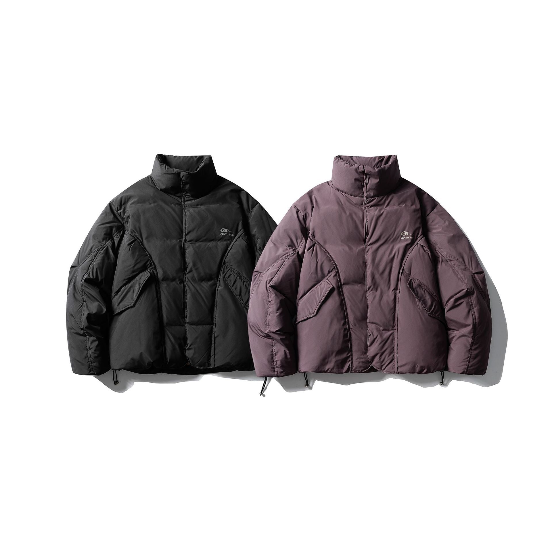 Men's Short Boxy Insulation Jacket with High Standing Collar and Large Flap Pockets Chichicherry