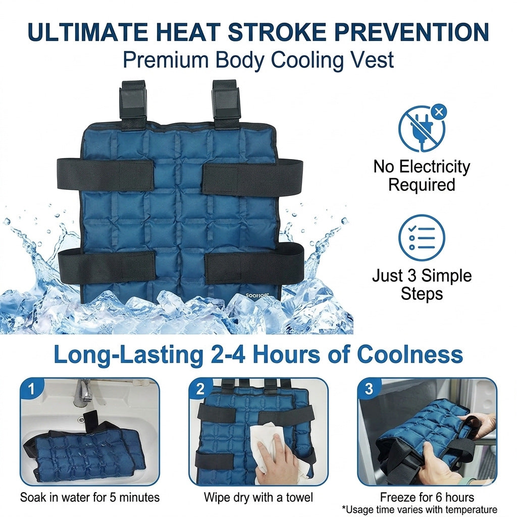 Unisex cooling therapy vest with reusable gel packs and adjustable Velcro closures Chichicherry