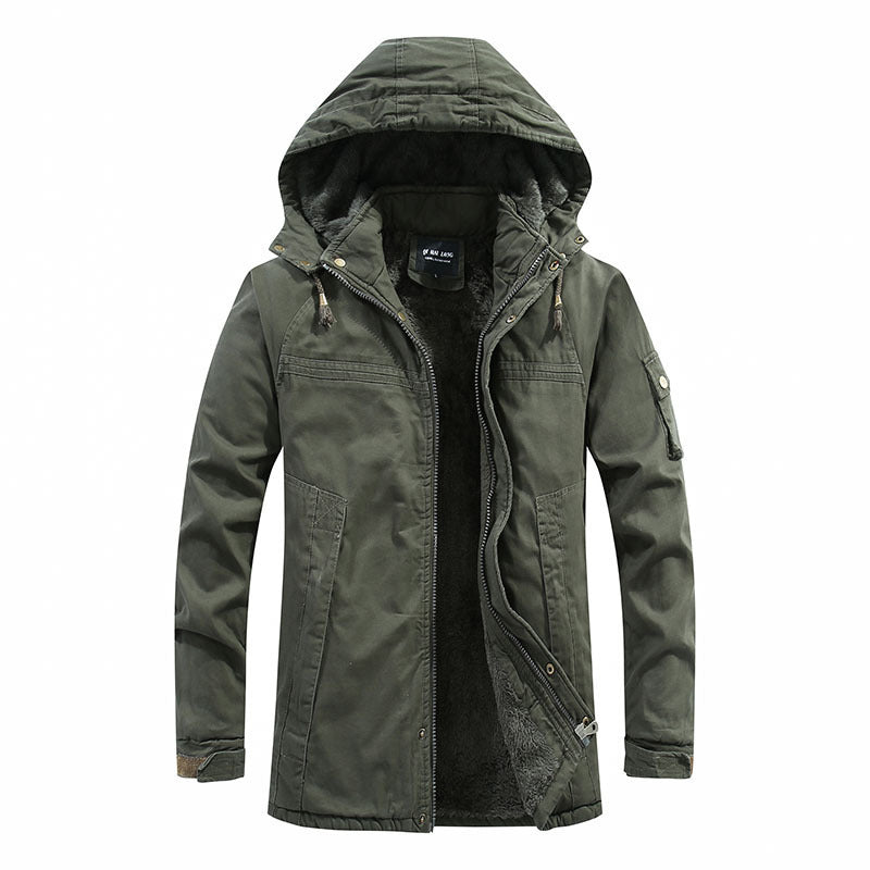 Men's windproof canvas parka with cozy teddy fleece lining and functional hood Chichicherry