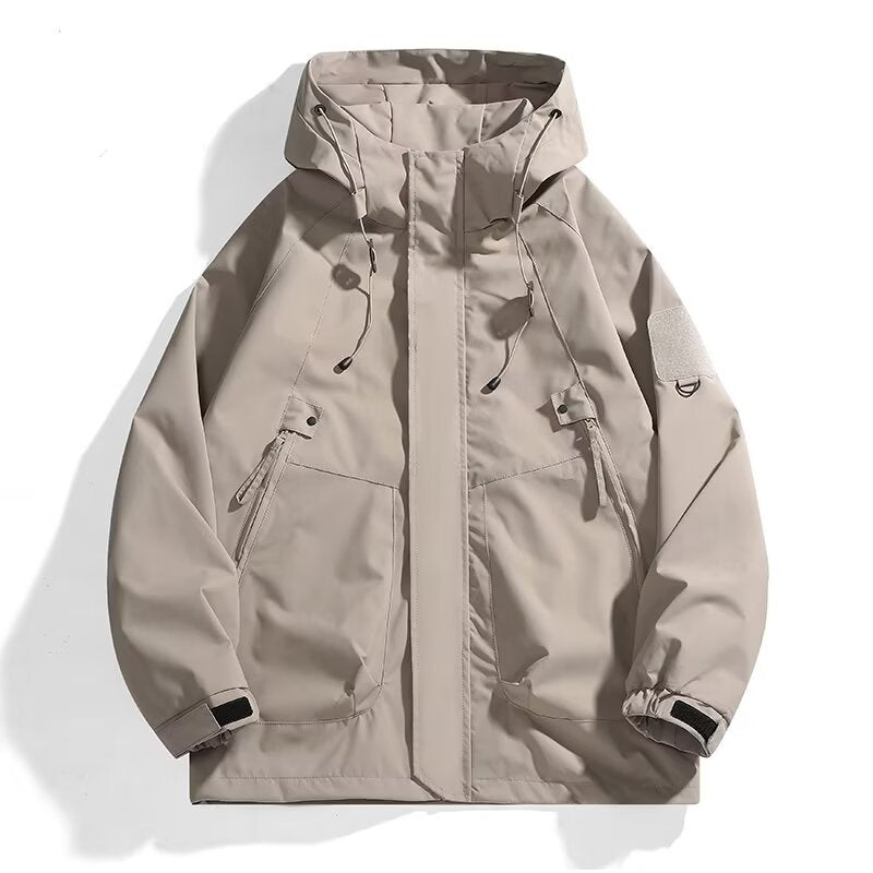 Men's Urban Utility Softshell Parka with Drawstring, Velcro Sleeves and Concealed Zippers Chichicherry