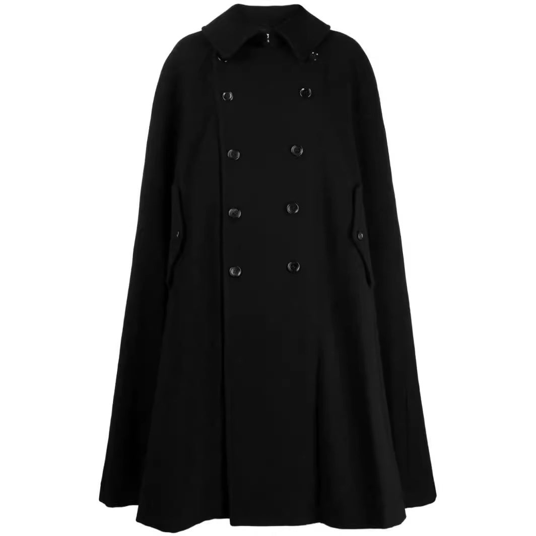 Men's double-breasted cape coat made of wool blend with cape cut Chichicherry