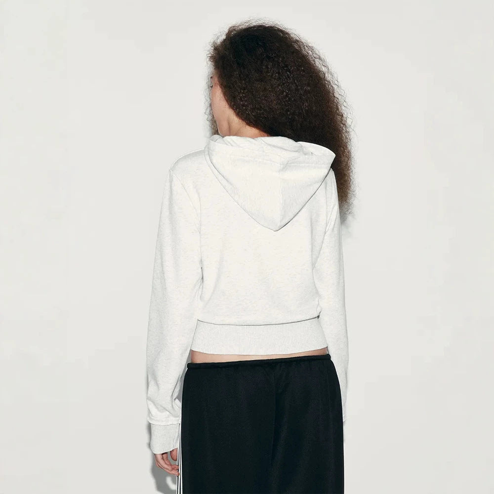 Women's cropped hoodie sweatshirt with gold parade ribbon embroidery Chichicherry