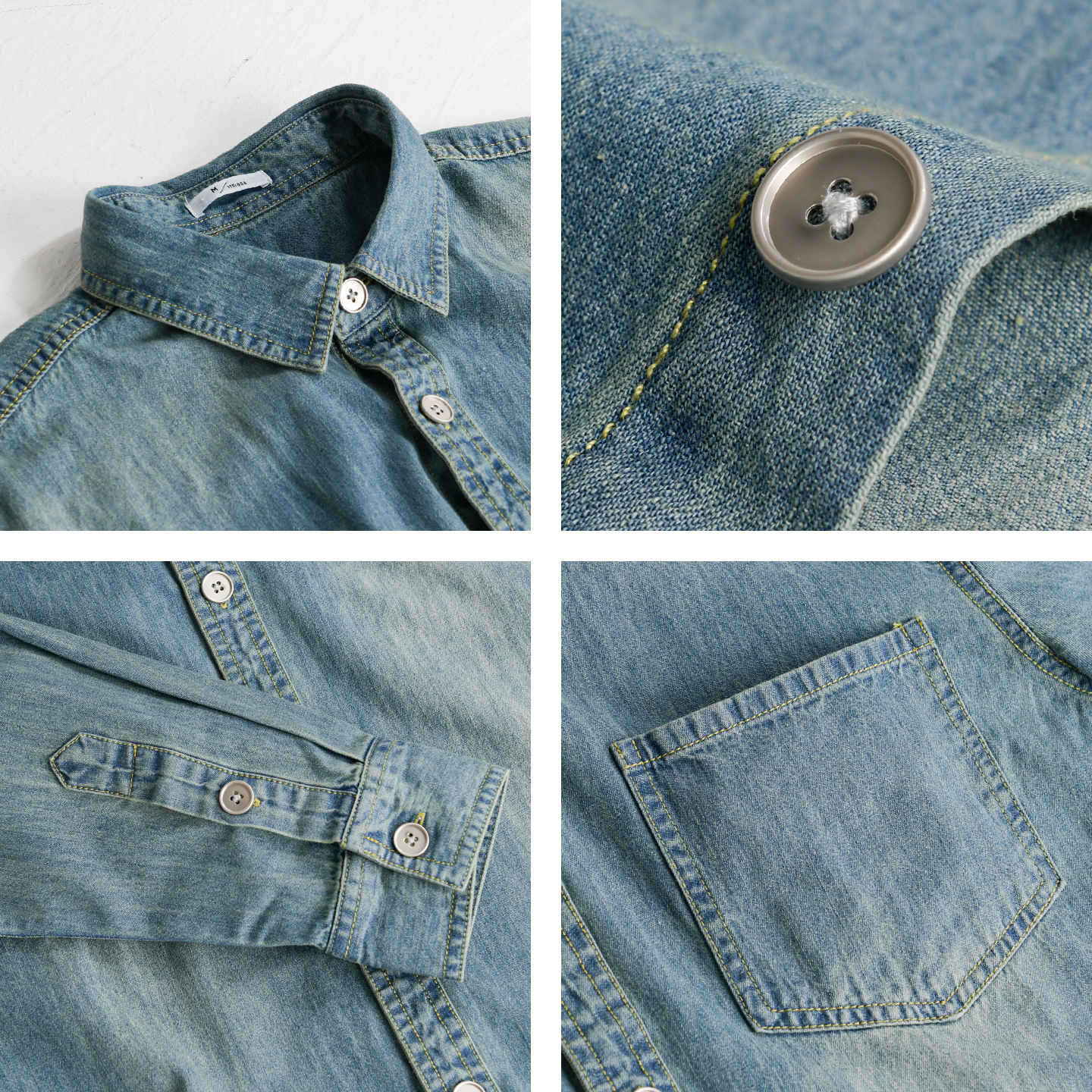 Men's Vintage-Look Denim Jacket with Chest Pocket and Relaxed Fit Chichicherry