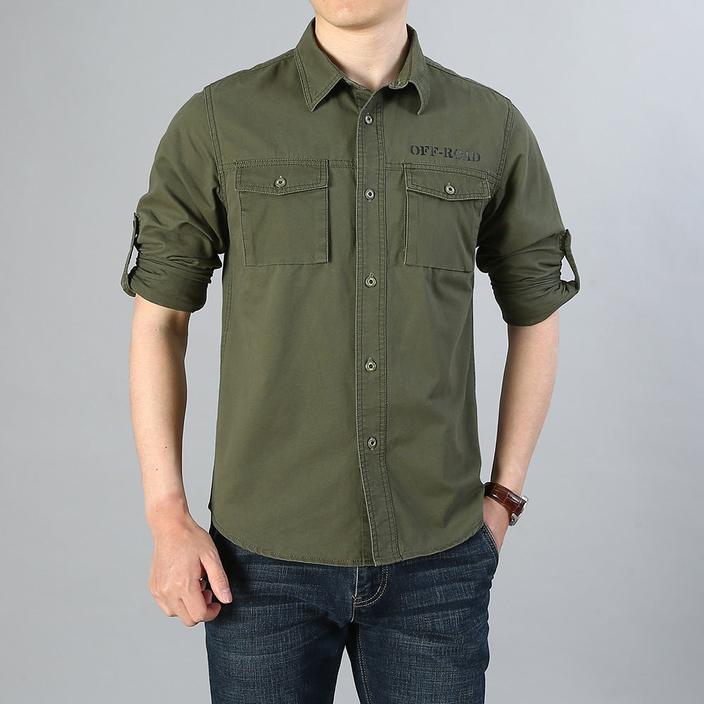 Men's military shirt with chest pockets, sleeve roll function and off-road print Chichicherry