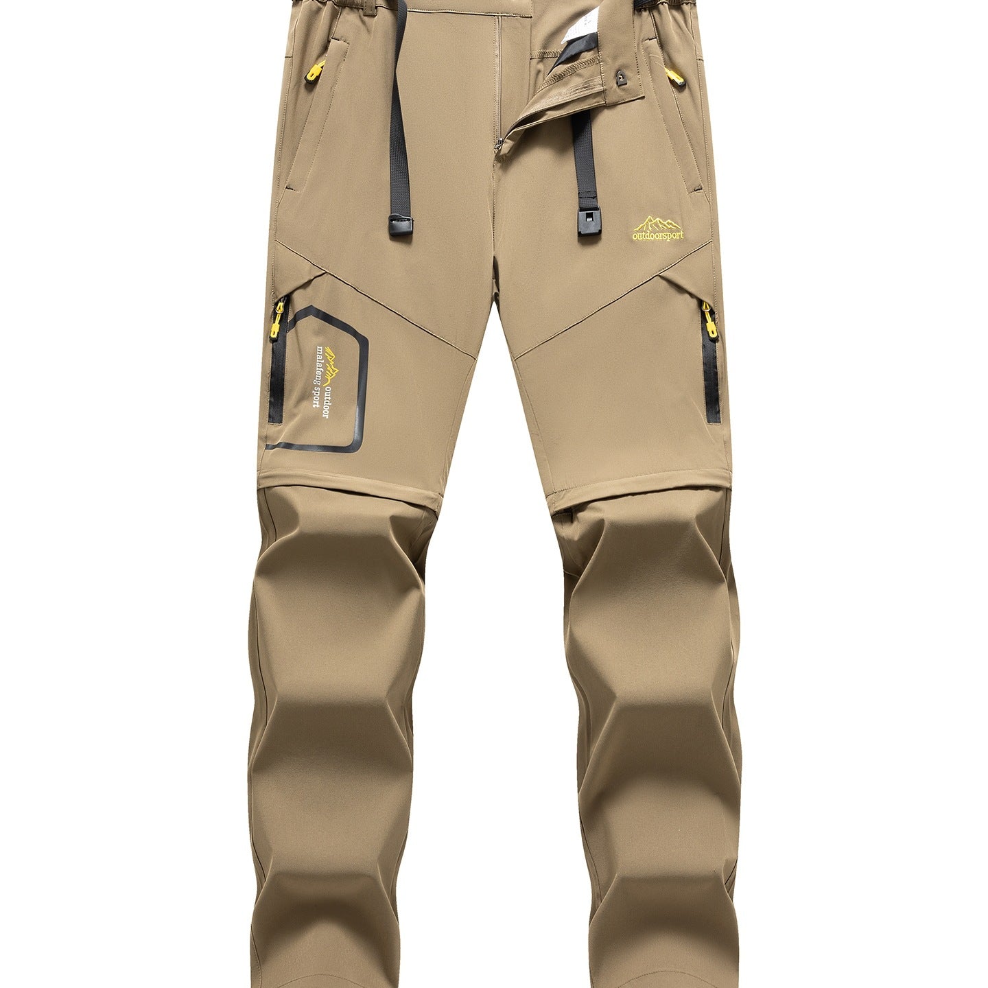 Men's Technical Softshell Zipper Hiking Pants with Removable Legs and Adjustable Belt Chichicherry