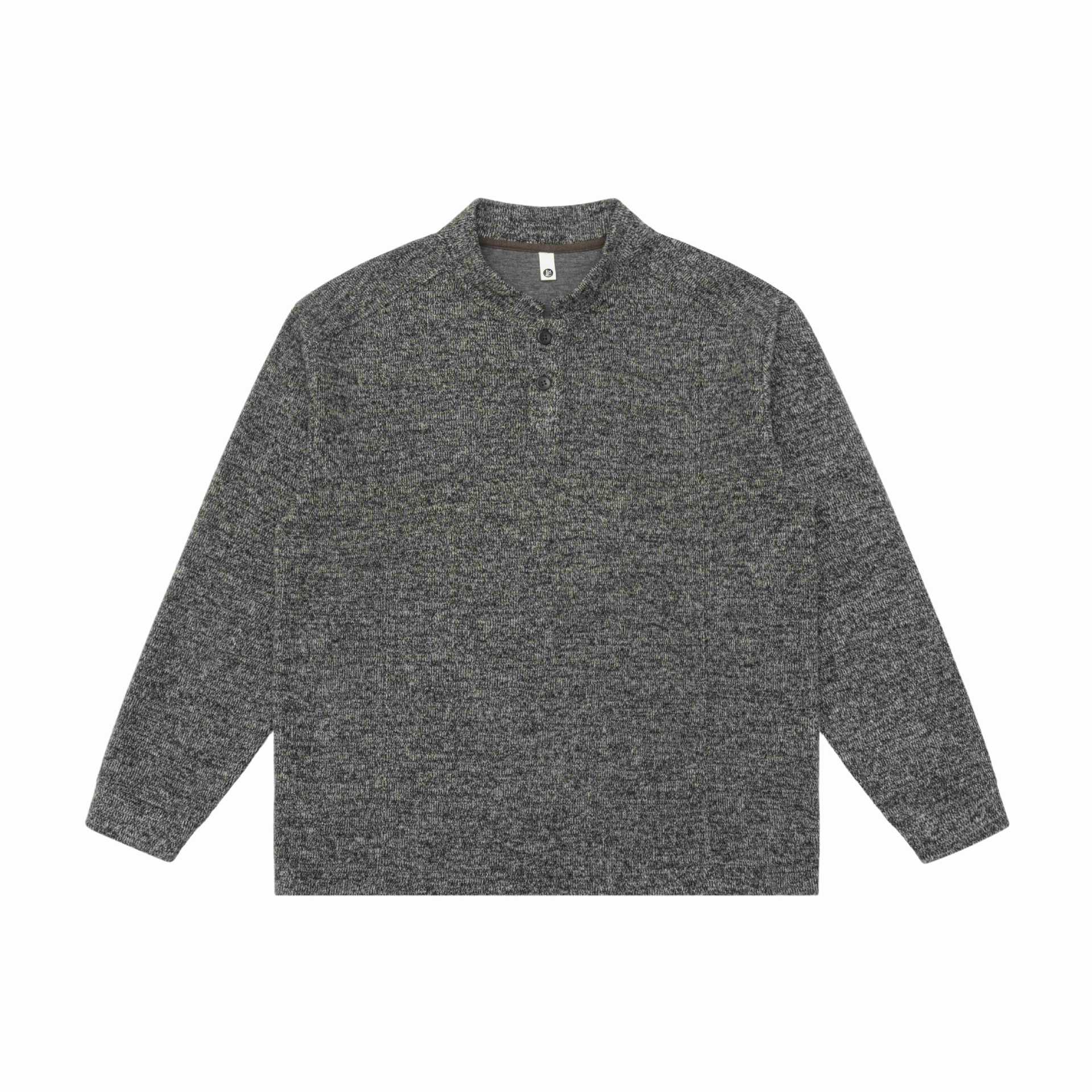 Unisex fine-knit Henley pullover with turtleneck and raglan sleeves Chichicherry