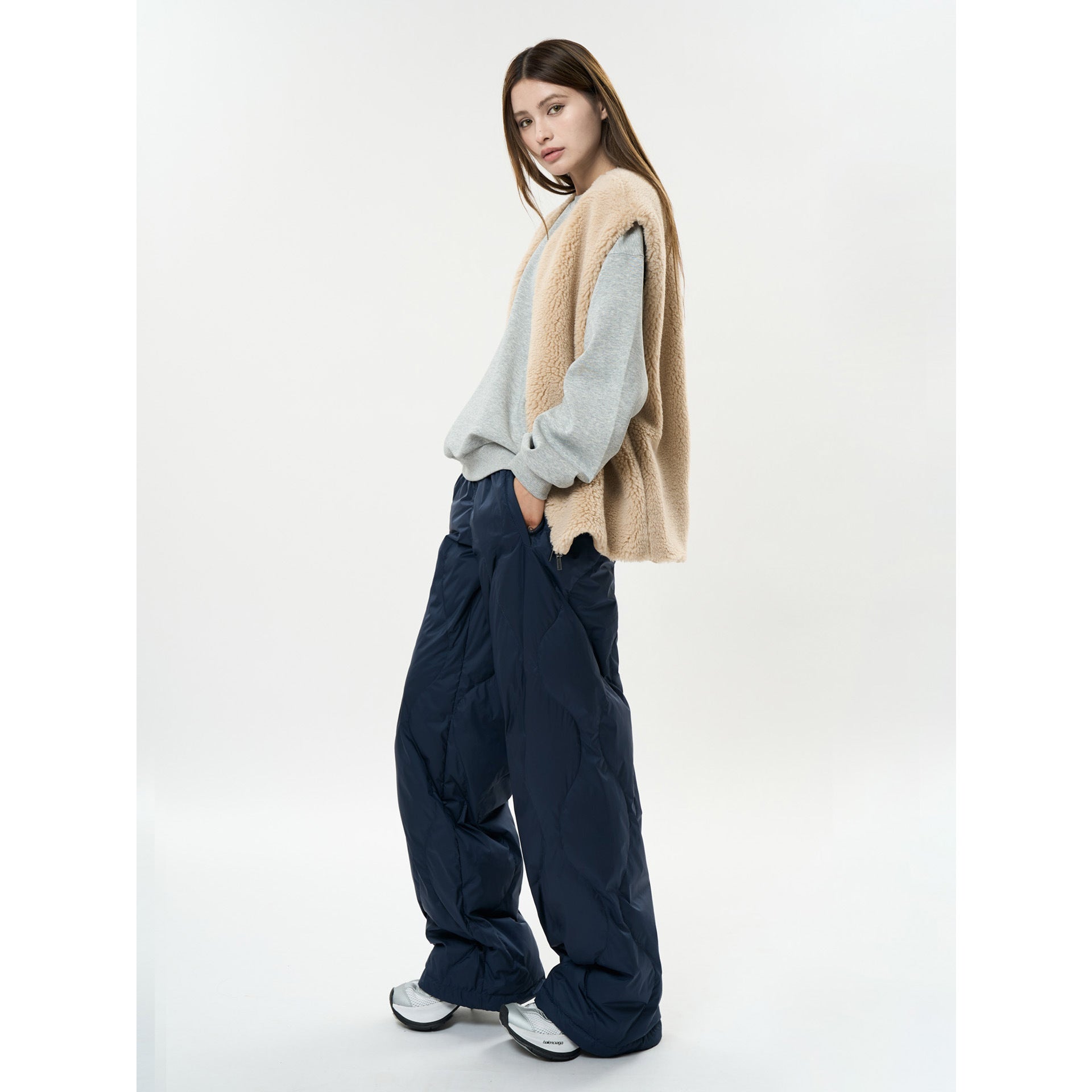 Women's Padded Cargo Ski Pants with Wide Balloon Cut and Elastic Waistband Chichicherry