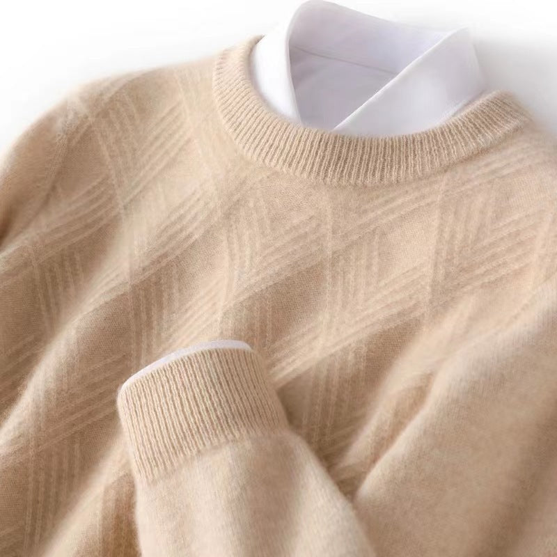 Men's short roll-neck sweater made of merino mix with diagonal diamond structure Chichicherry