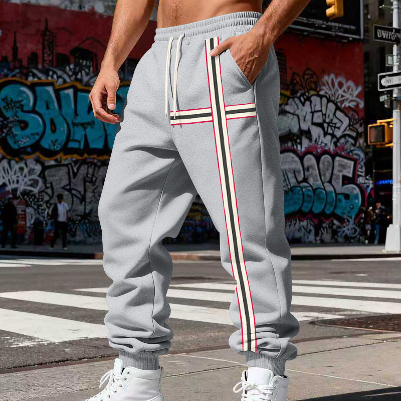 Men's jogging pants with side tape stripe and elastic drawstring waistband Chichicherry