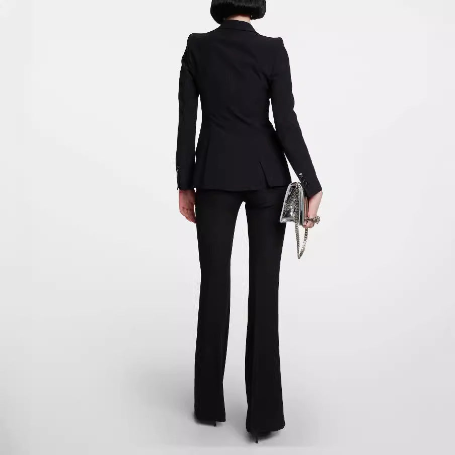 Women's Tailored Single-Breasted Blazer with Sculpted Shoulder and Tailored Cut Chichicherry