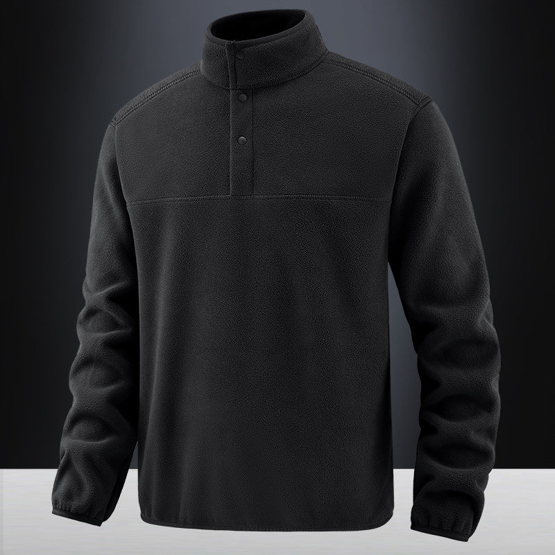 Men's fleece pullover with stand-up collar and button placket for warming mid-layer Chichicherry
