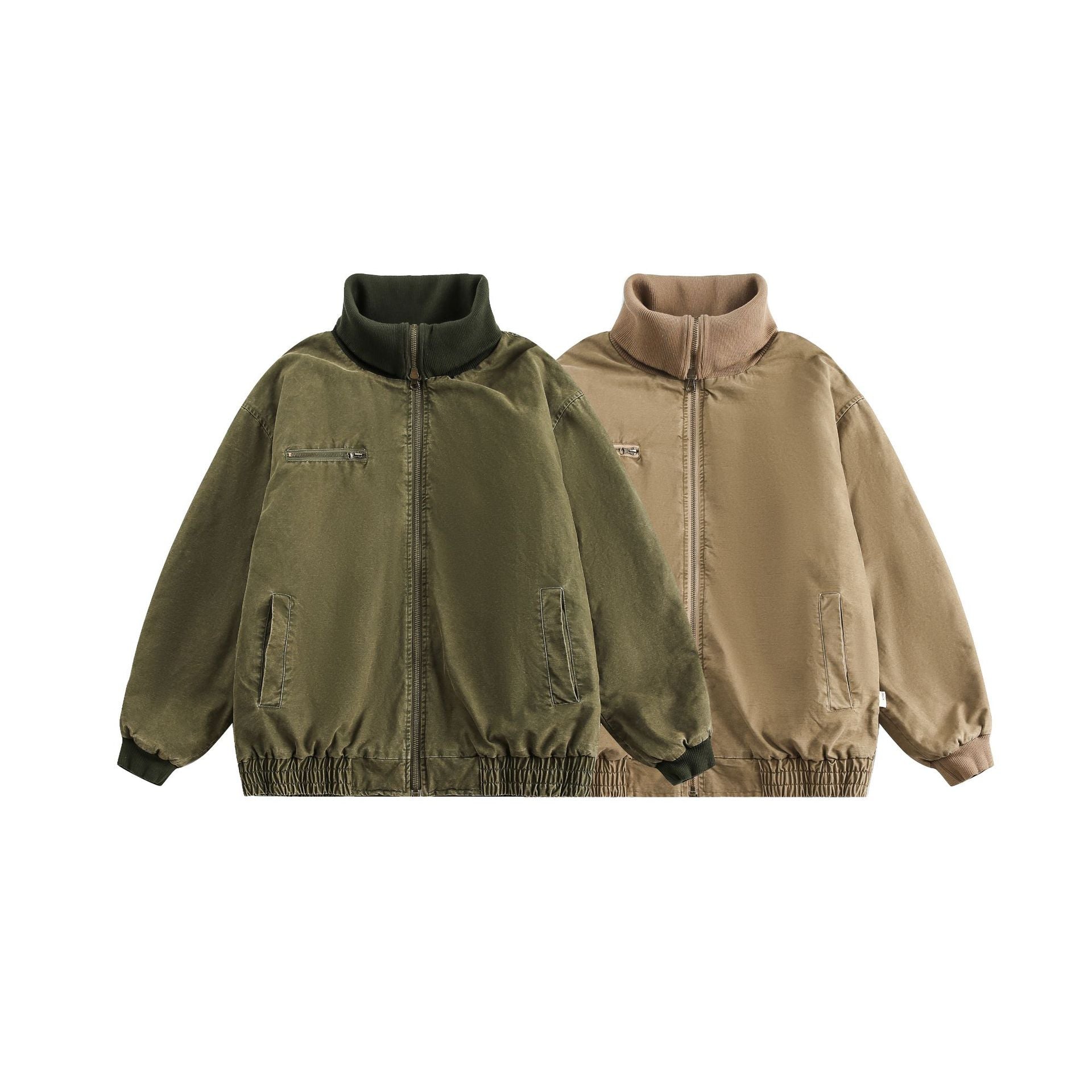 Unisex Oversize Bomber Jacket with High Ribbed Collar and Elastic Hem Chichicherry