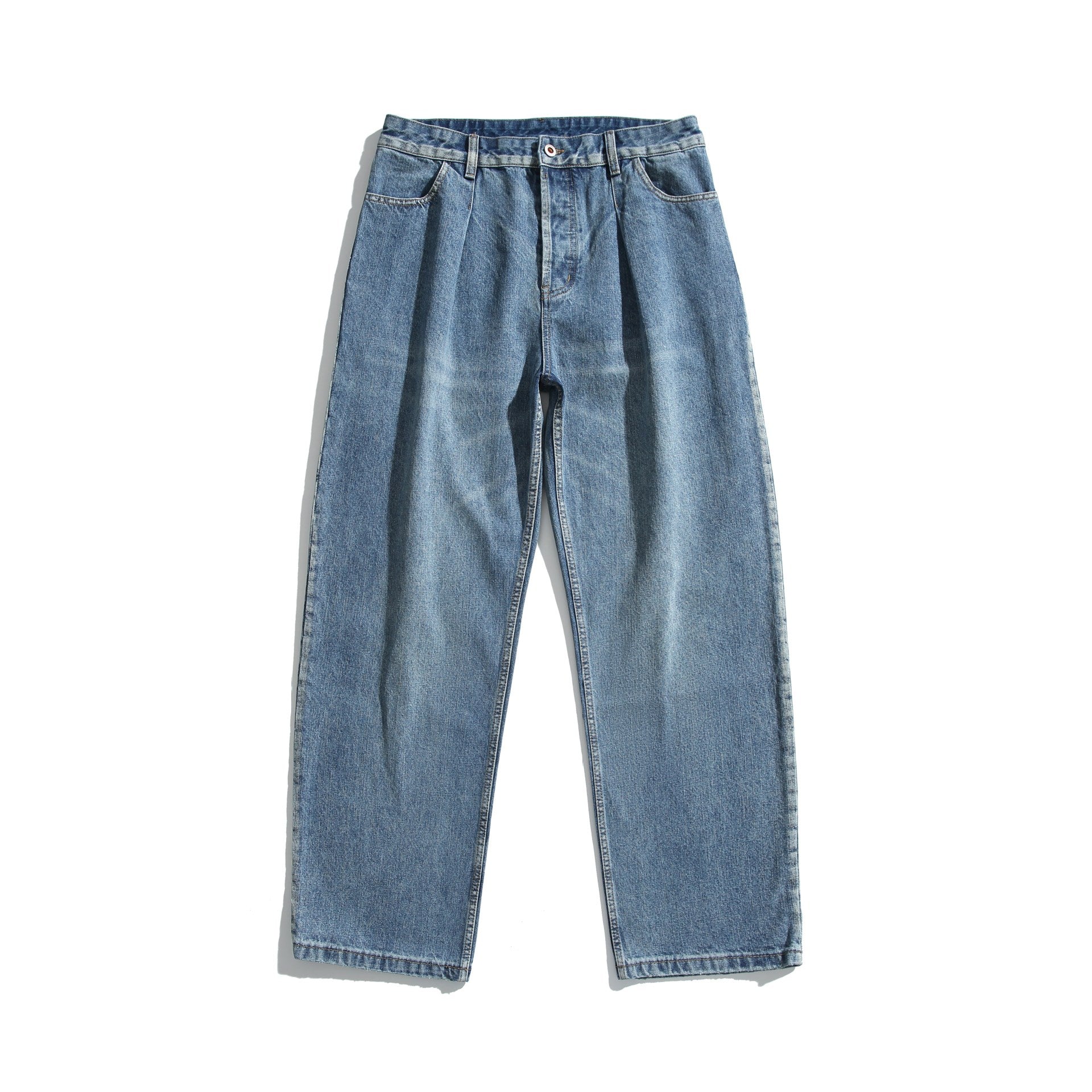 Women's High-Waist Jeans Pants with Pleats, Wide Leg and Vintage Wash Chichicherry