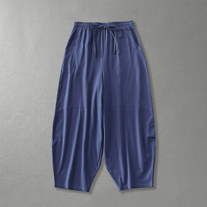 Women's wide harem pants made of lightweight satin with drawstring and side pockets Chichicherry
