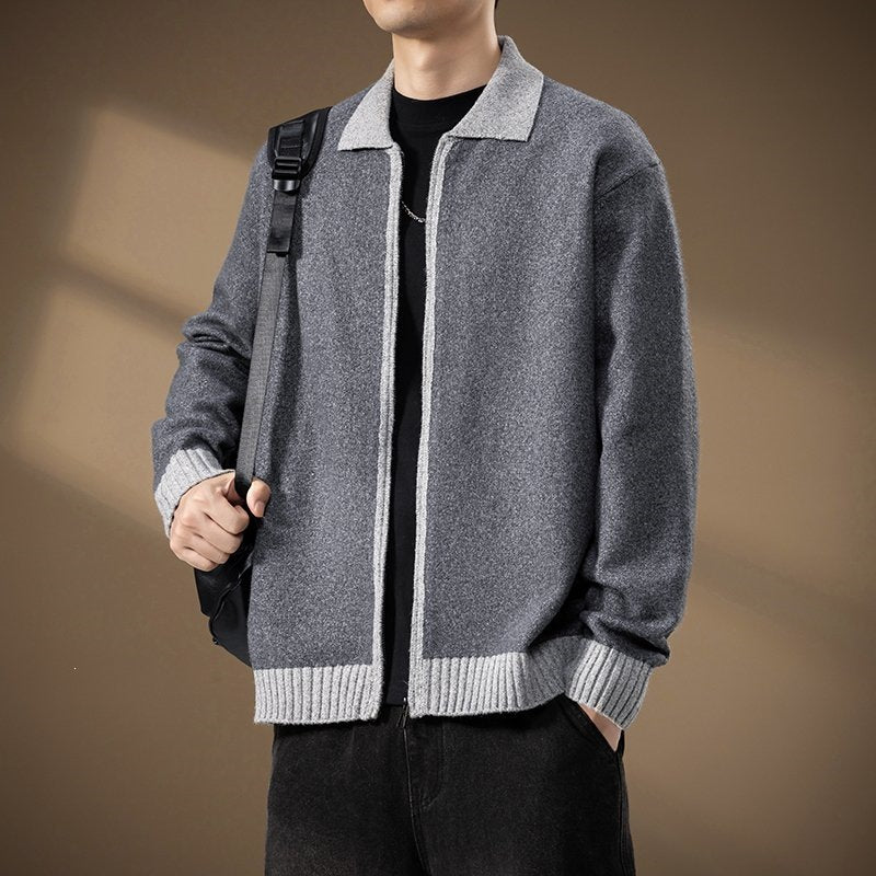 Men's cardigan with full zip and contrasting ribbed hem Chichicherry
