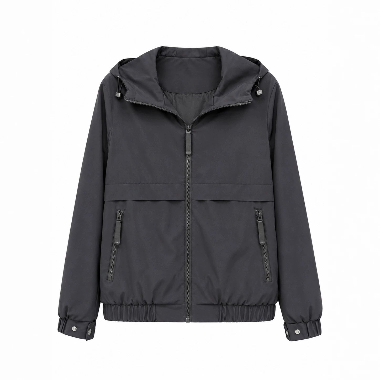 Women's Lightweight Hooded Windbreaker with Water-Repellent Coating, Zipper and Elastic Hem Chichicherry