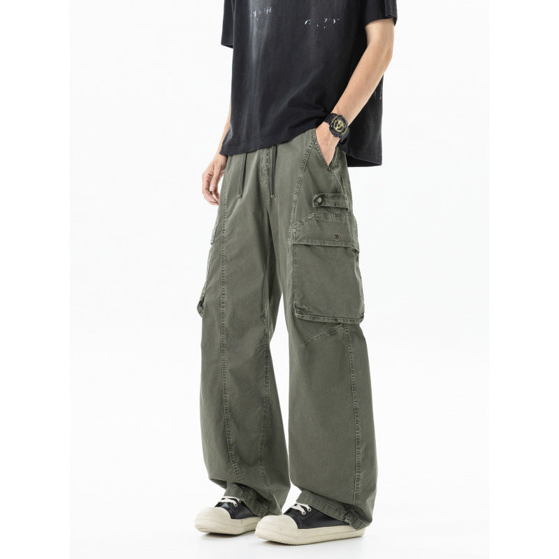 Men's Loose Cargo Pants in Baggy Cut with Utility Pockets and Drawstring Waist Chichicherry
