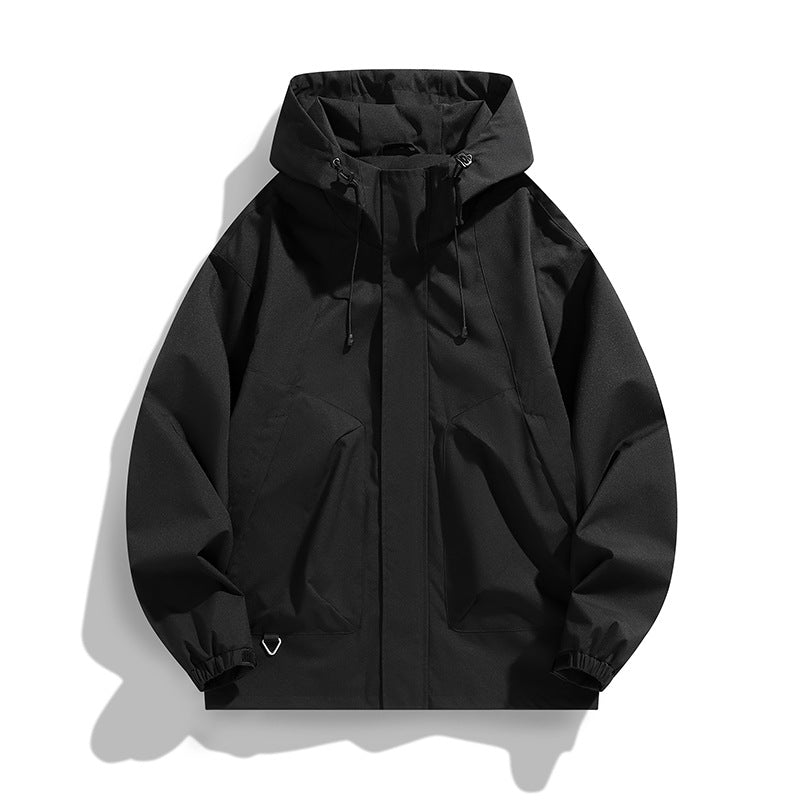 Unisex Lightweight Waterproof Utility Hoodie Jacket with Adjustable Cuffs and Large Pockets Chichicherry