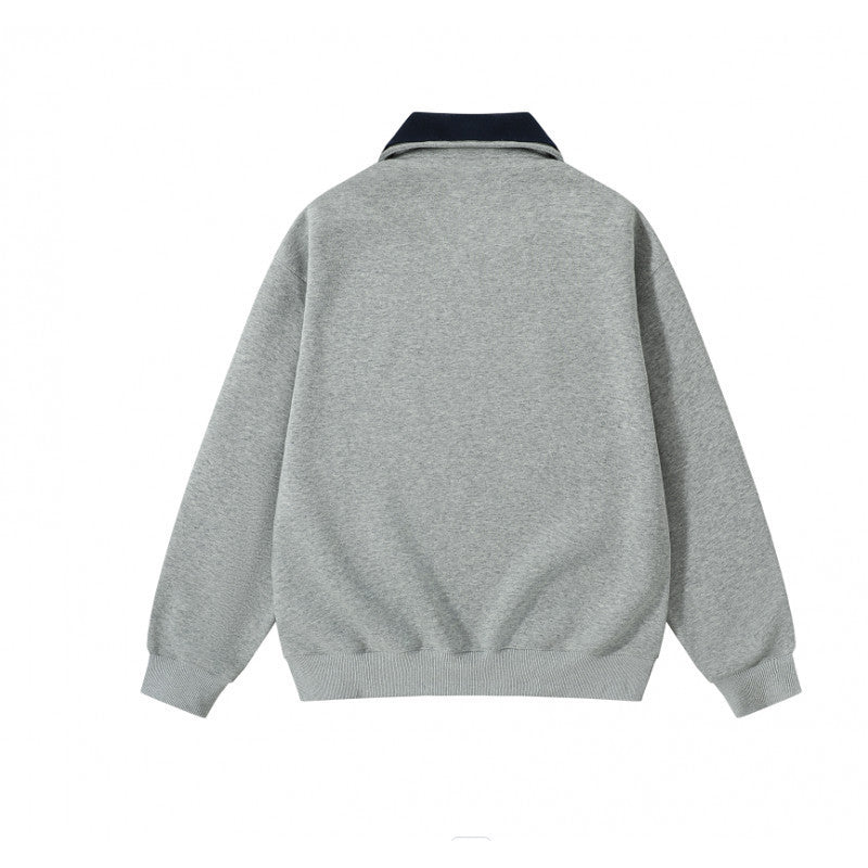 Unisex Oversize Half-zip Sweatshirt with contrasting Kent collar, kangaroo pocket, and ribbed cuffs Chichicherry