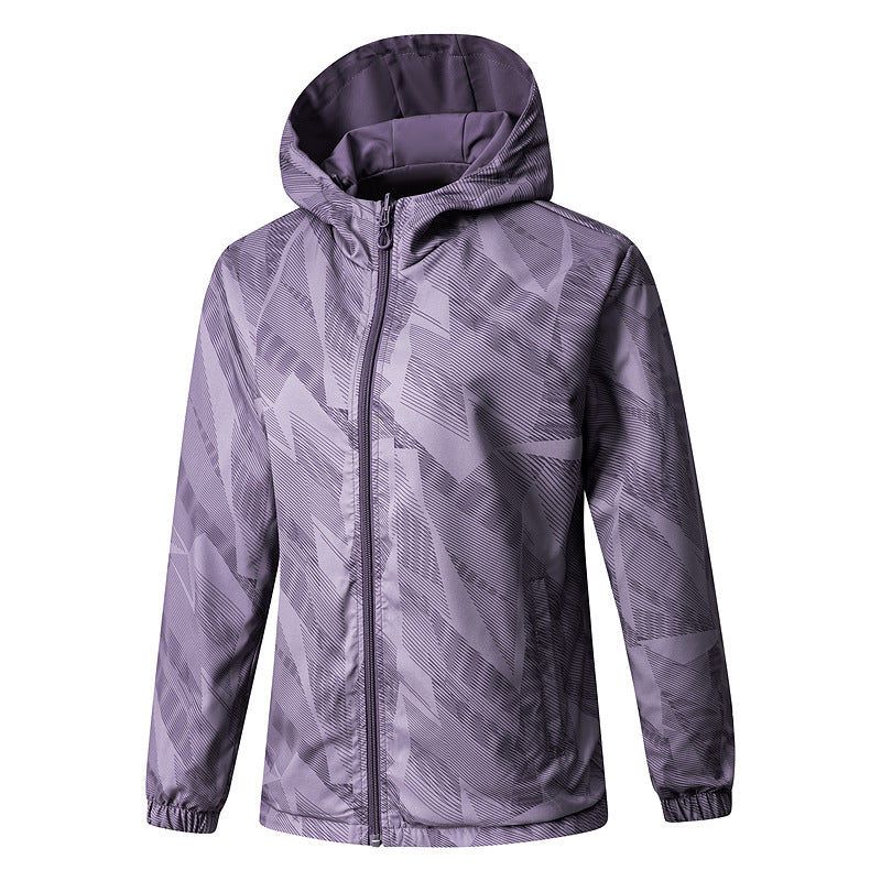 Women Lightweight Technical Hooded Jacket Water-Repellent with Full Zip and Elastic Cuffs Chichicherry