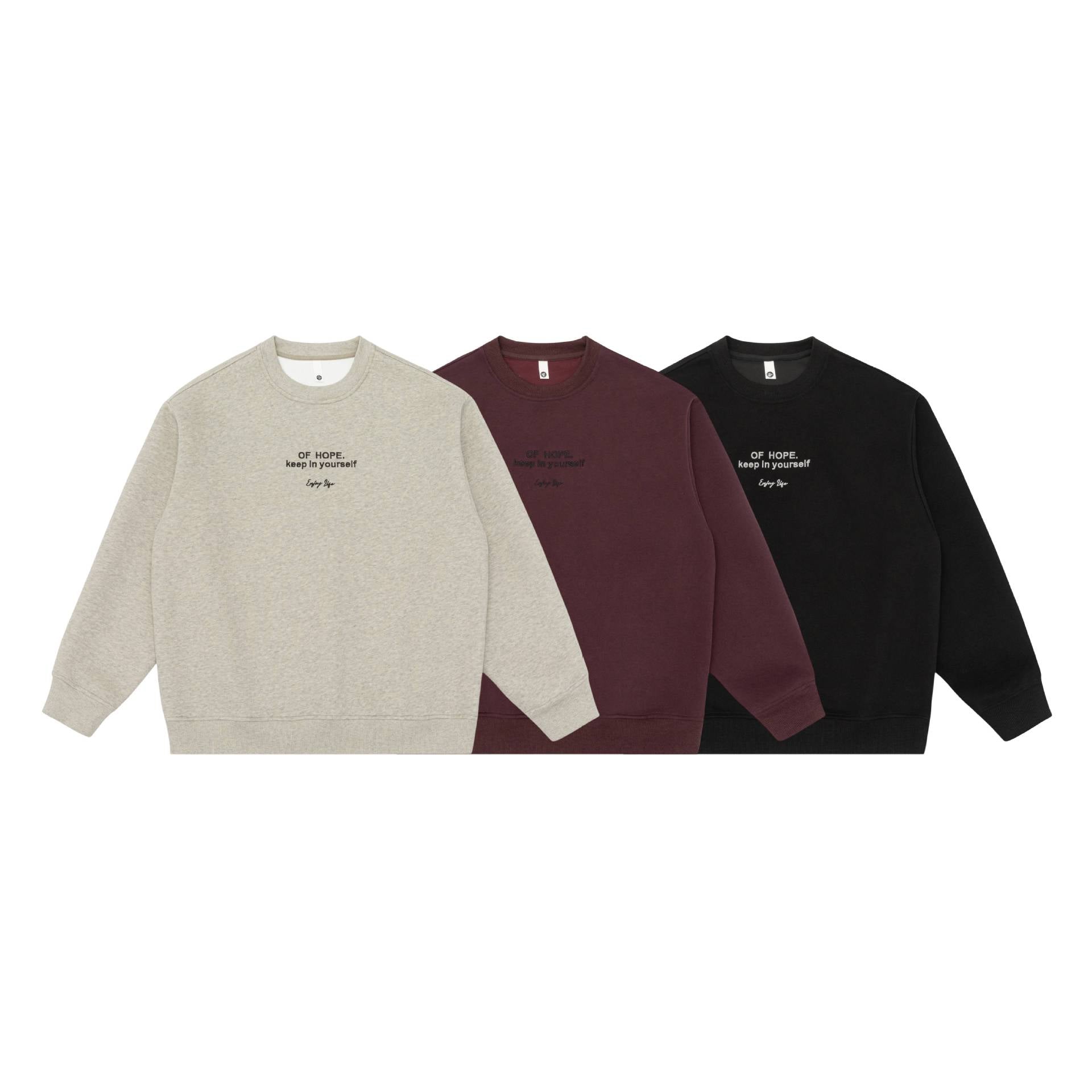 Unisex Oversize Round Neck Sweatshirt with Mini Statement Embroidery Chichicherry