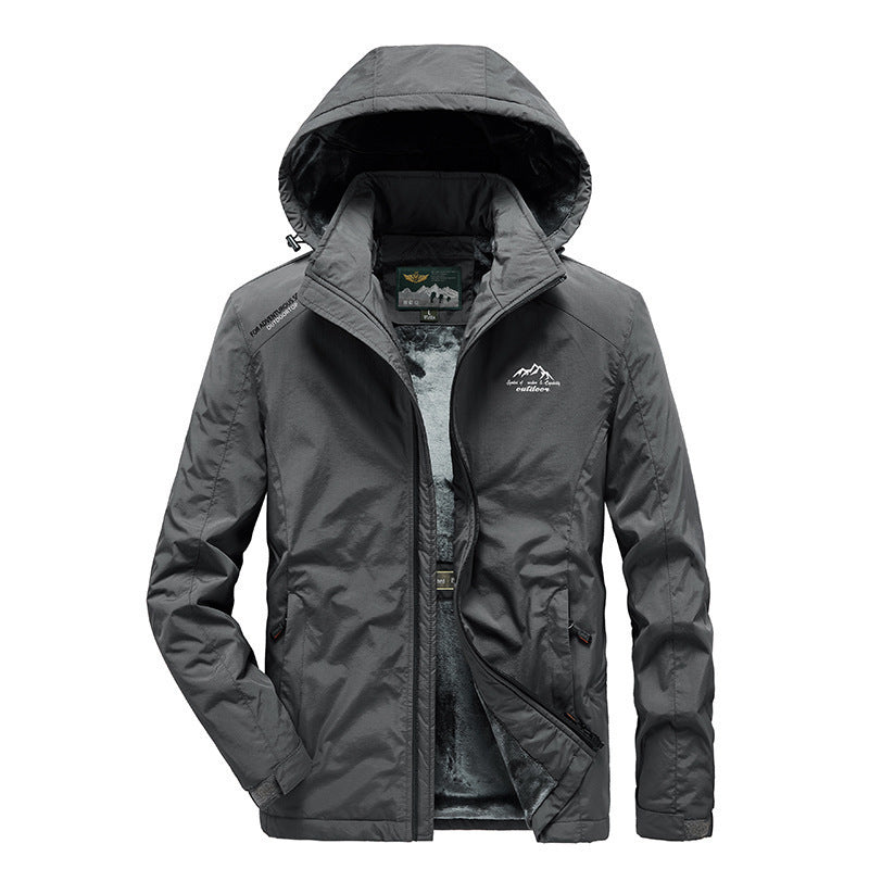 Men's technical outdoor jacket with warming teddy fleece lining and adjustable hood Chichicherry