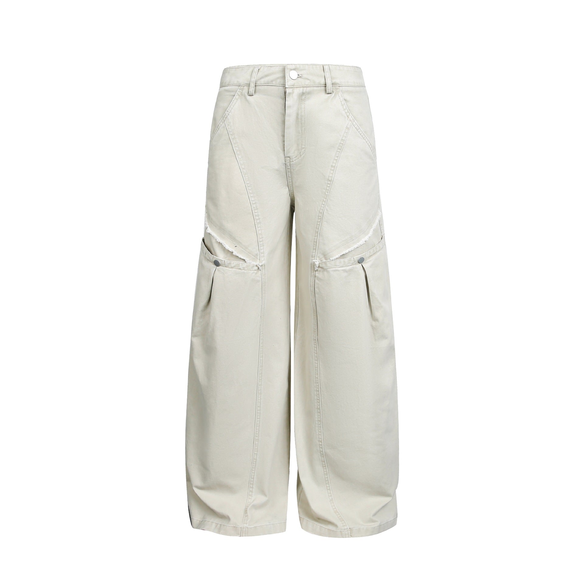 Women's cropped cargo pants with wide legs and fringe trim Chichicherry