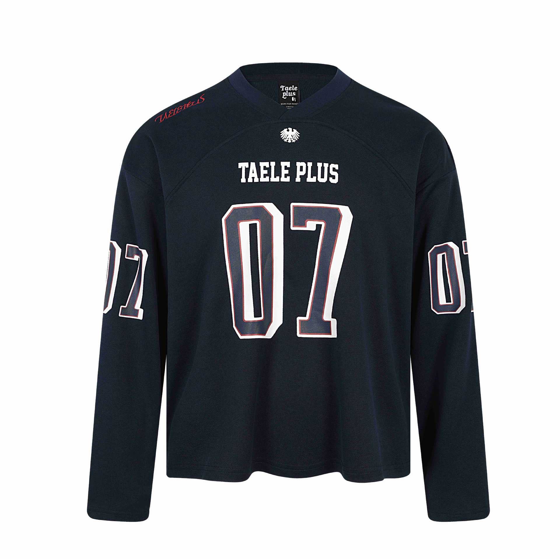 Unisex Sporty Oversized Hockey Jersey with Mesh Structure, Number Print and V Notch Collar Chichicherry