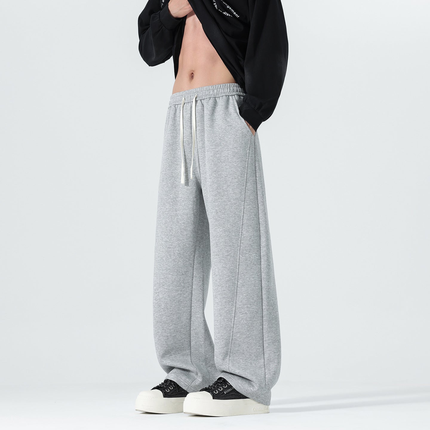 Men's Extra Wide Sweatpants in Palazzo Look with Drawstring Waist and Side Pockets Chichicherry