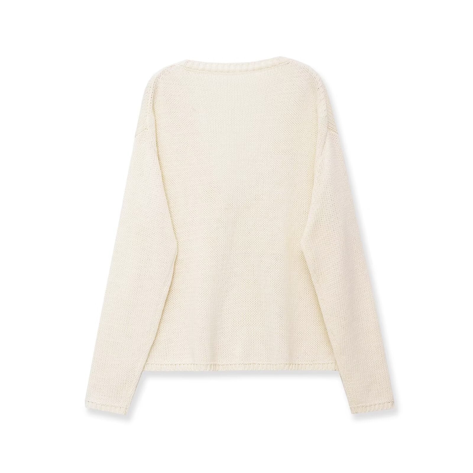 Women's chunky knit sweater with deep V-neck and oversized cut Chichicherry