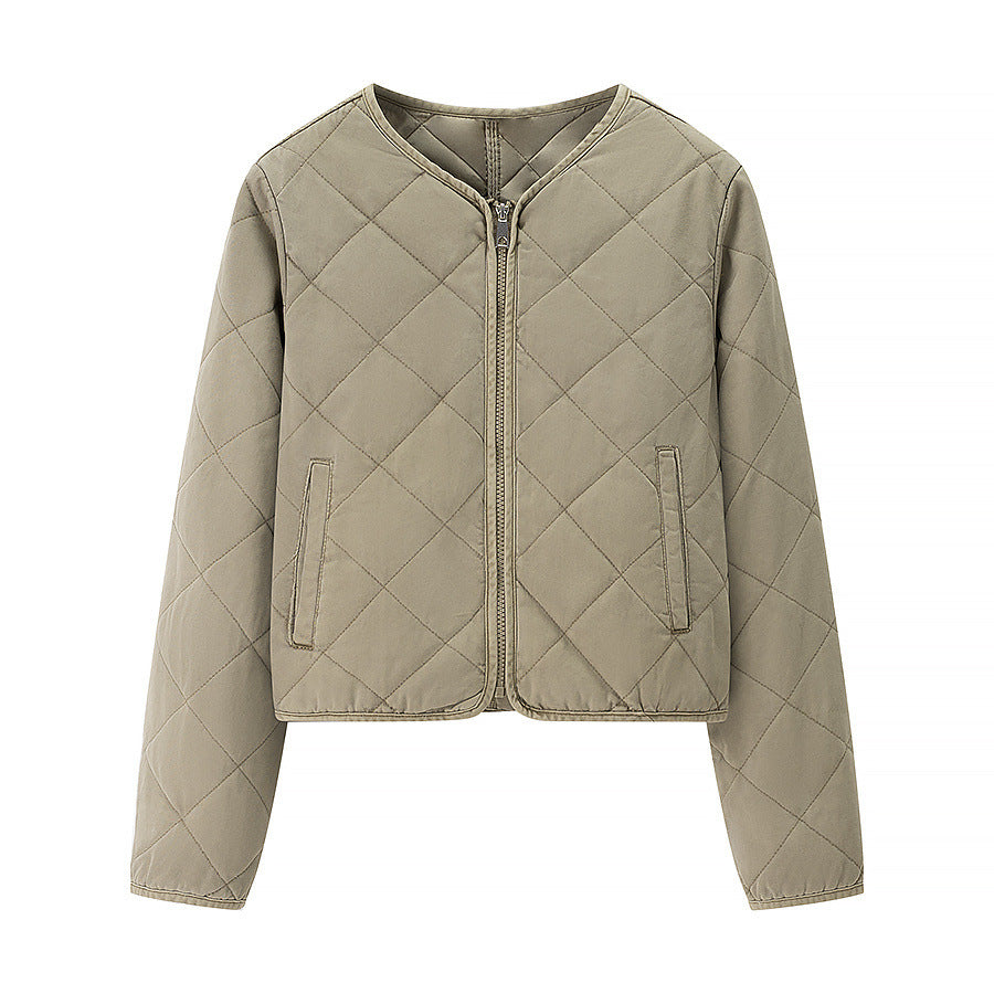 Women’s short quilted jacket with diamond quilting, full zip and integrated pockets Chichicherry