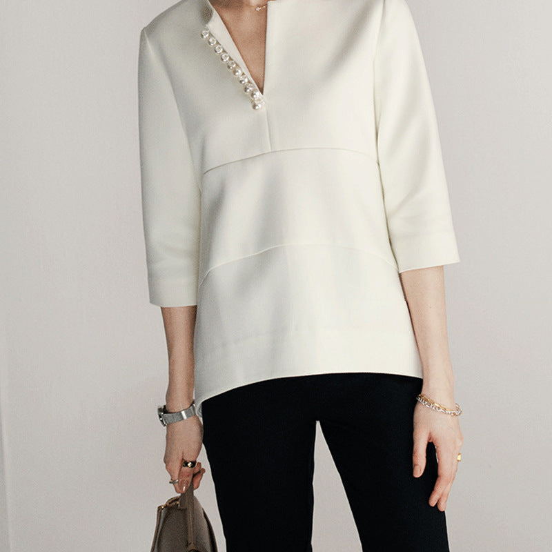 Women's Elegant and Stylish Blouse with Pearl Detail Drune