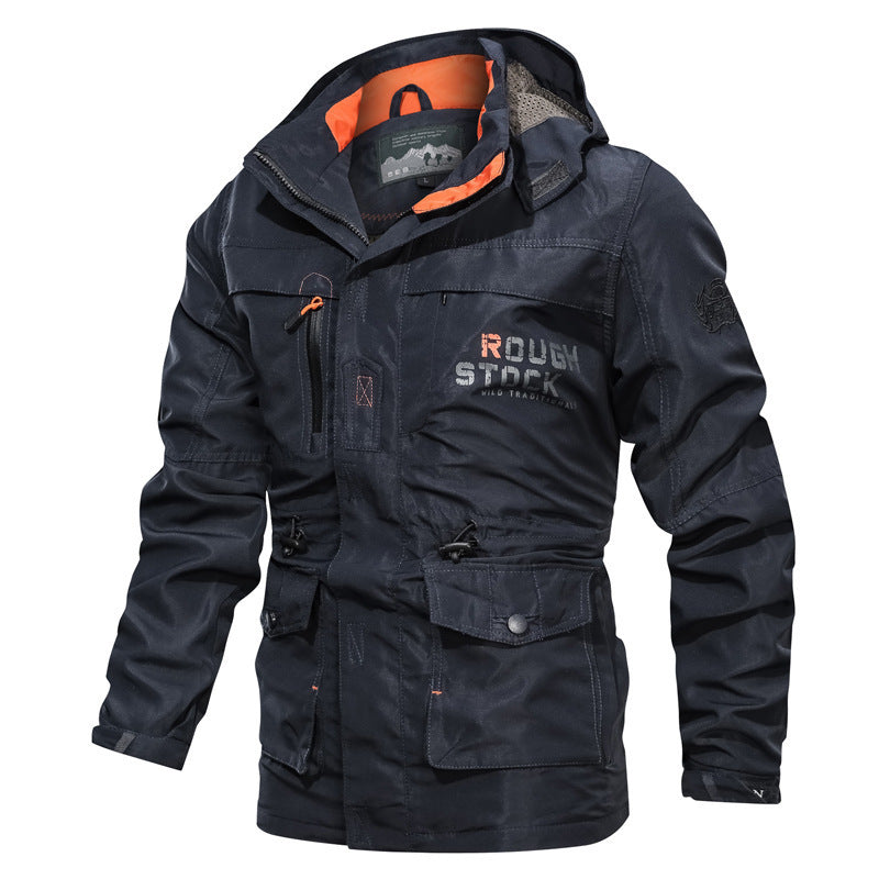 Men's water-repellent field parka in utility style with hood and adjustable waist fit Chichicherry