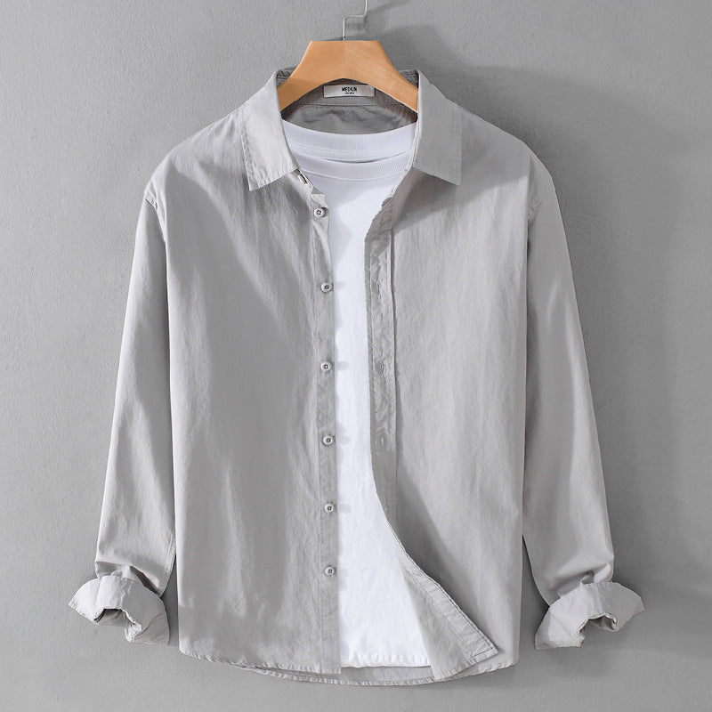 Men's Shirt Jacket made of Soft-Touch Cotton Blend with Relaxed Fit, light Crinkle Look and Kent Collar Chichicherry