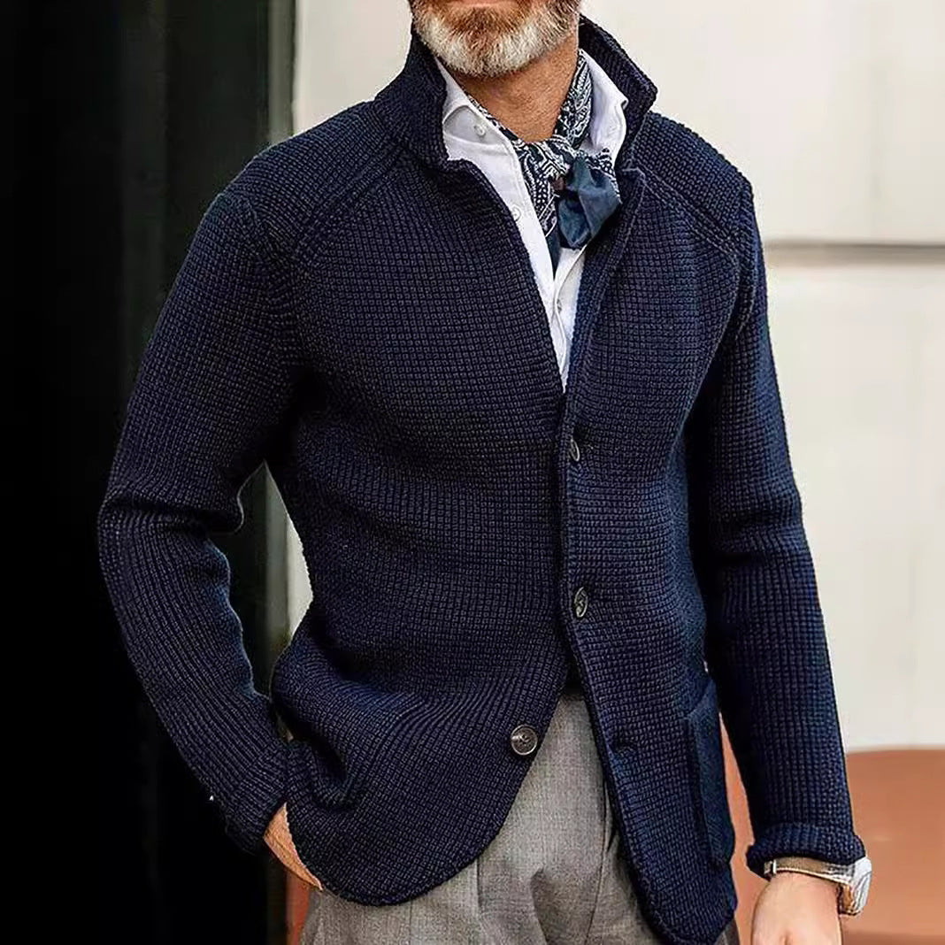 Men's cardigan with stand-up collar and textured knit Chichicherry