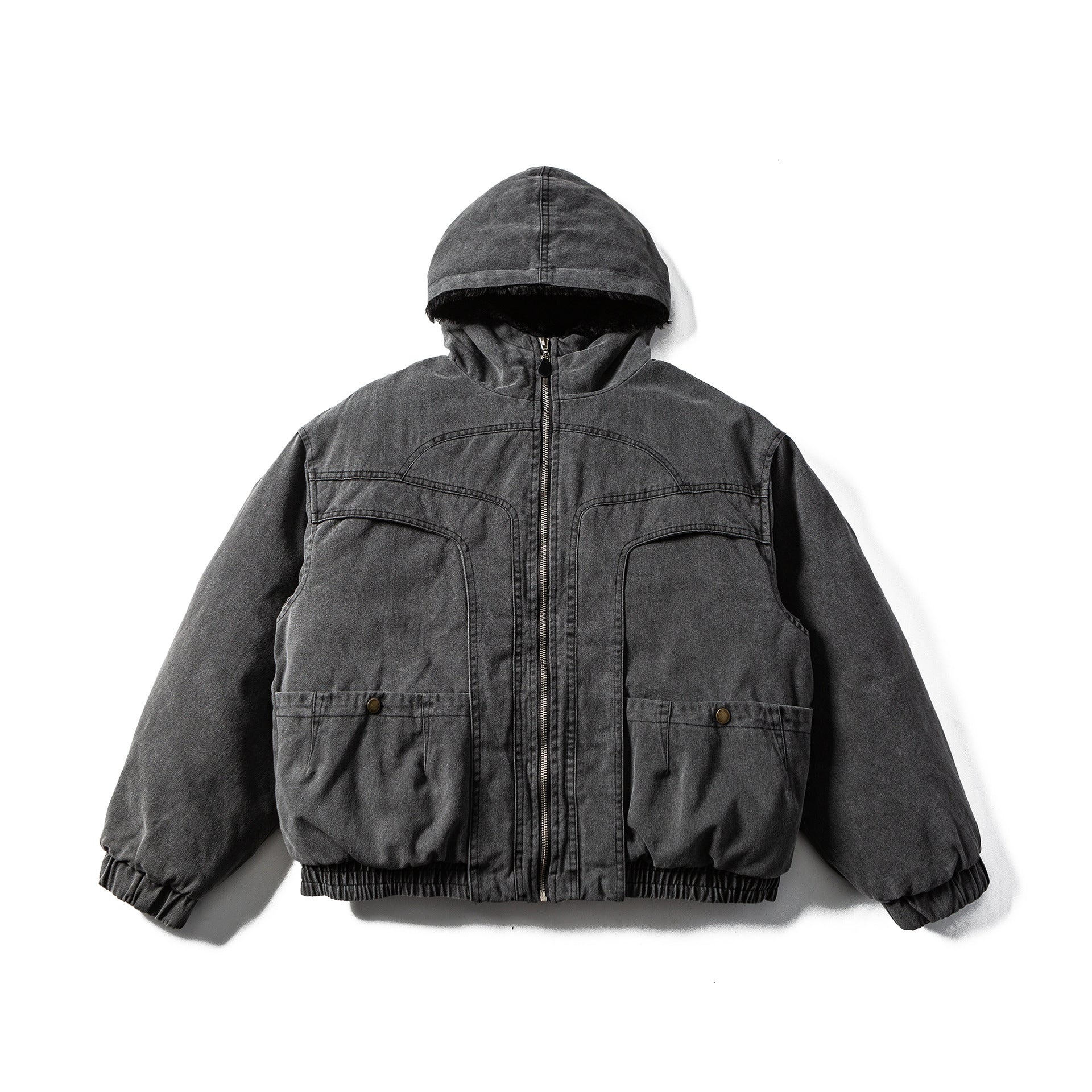 Men's Robust Hooded Field Jacket with Teddy Lining and Utility Pockets Chichicherry