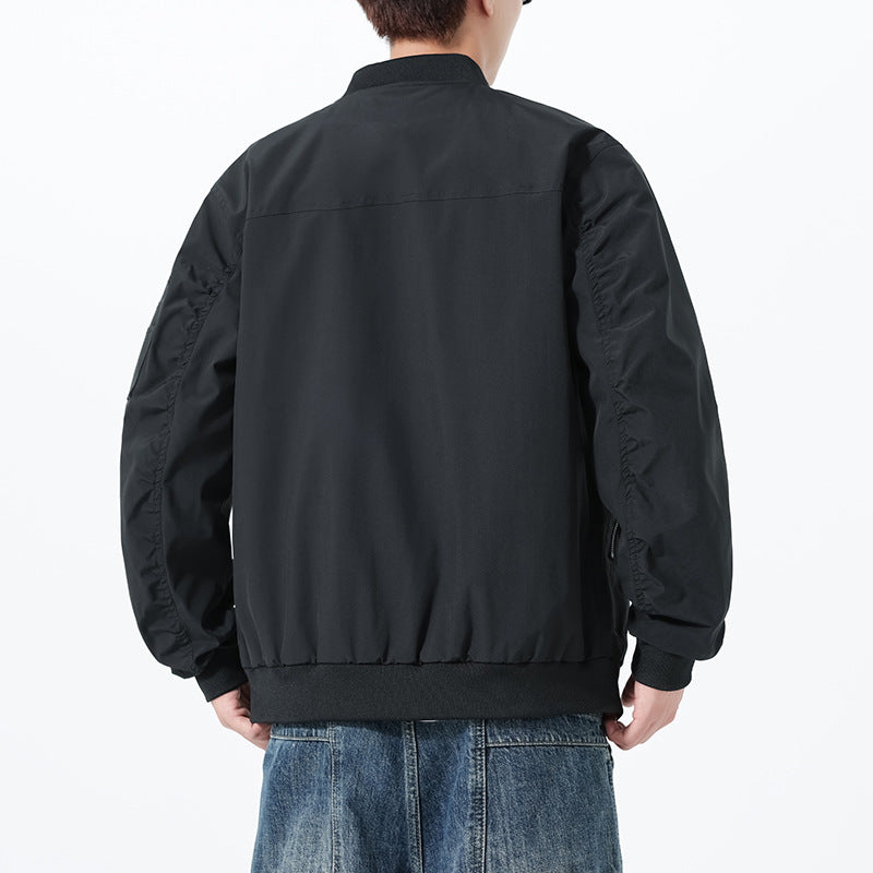 Men's Lightweight Bomber Jacket in Utility Style with Arm Pocket and Ribbed Cuffs Chichicherry