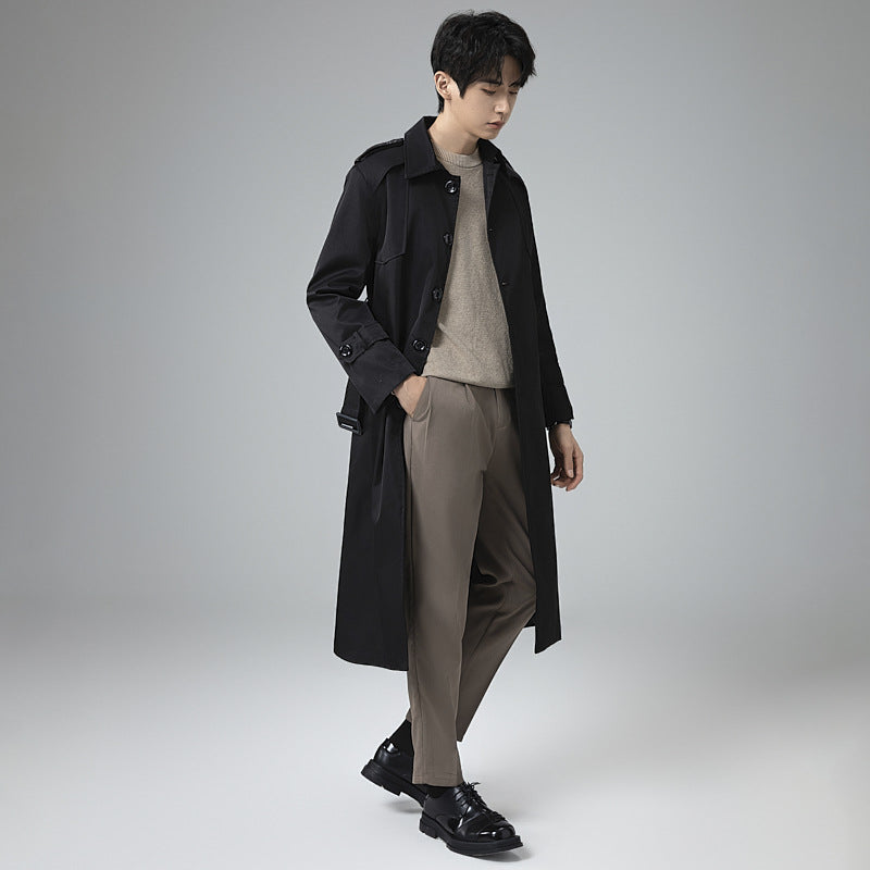 Men's trench coat with waist belt, shoulder flaps and classic button placket Chichicherry
