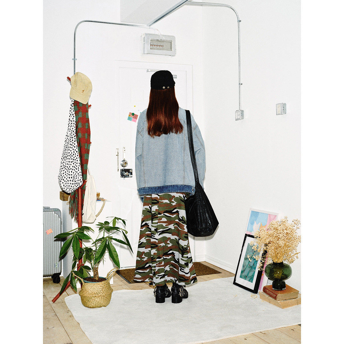 Unisex Oversize Jeans Jacket in Boxy Cut with Contrast Trim and Chest Flaps Chichicherry