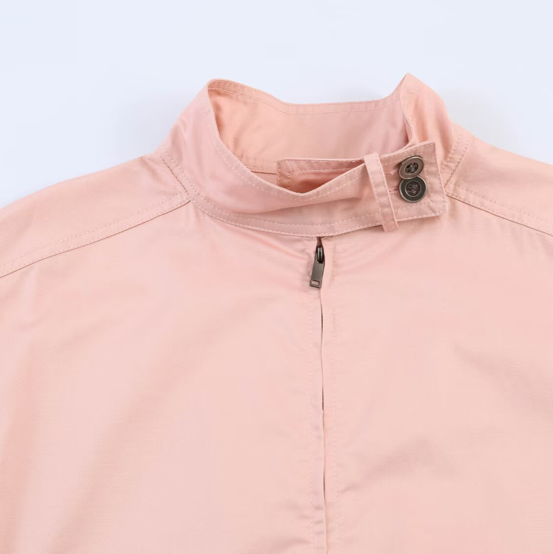 Women Lightweight Cropped Field Jacket with Stand-up Collar, Drawstring and Flap Pockets Chichicherry