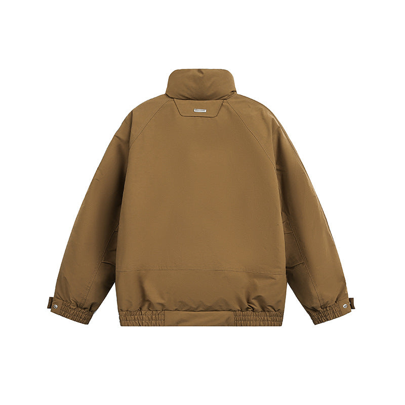 Unisex Oversize Blouson Jacket with Stand-Up Collar and Quilted Inner Lining Chichicherry