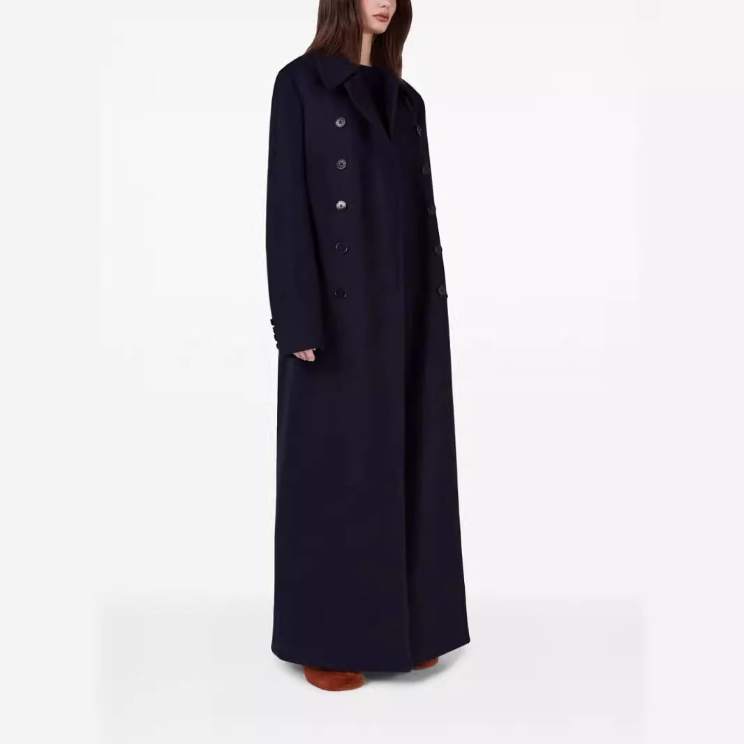 Women’s maximal long double-breasted wool coat with loose oversized fit Chichicherry