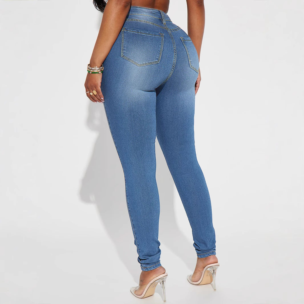 Women High-Waist Skinny Jeans with shaping stretch and slim leg Chichicherry