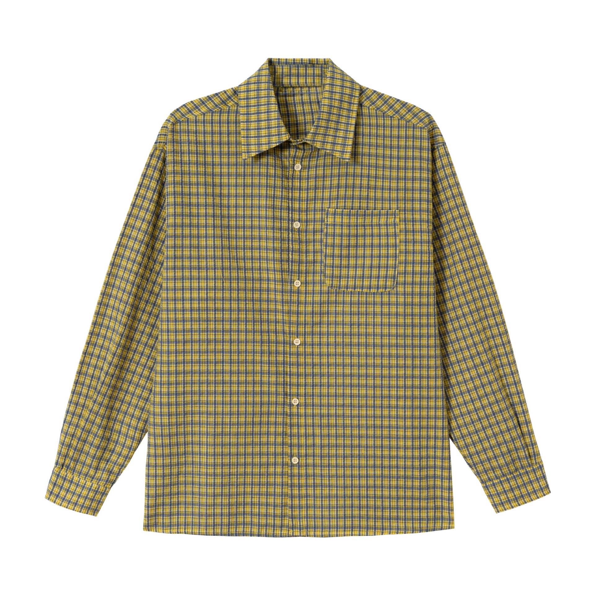 Men's Checked Oversized Cotton Shirt with Kent Collar and Chest Pocket Chichicherry