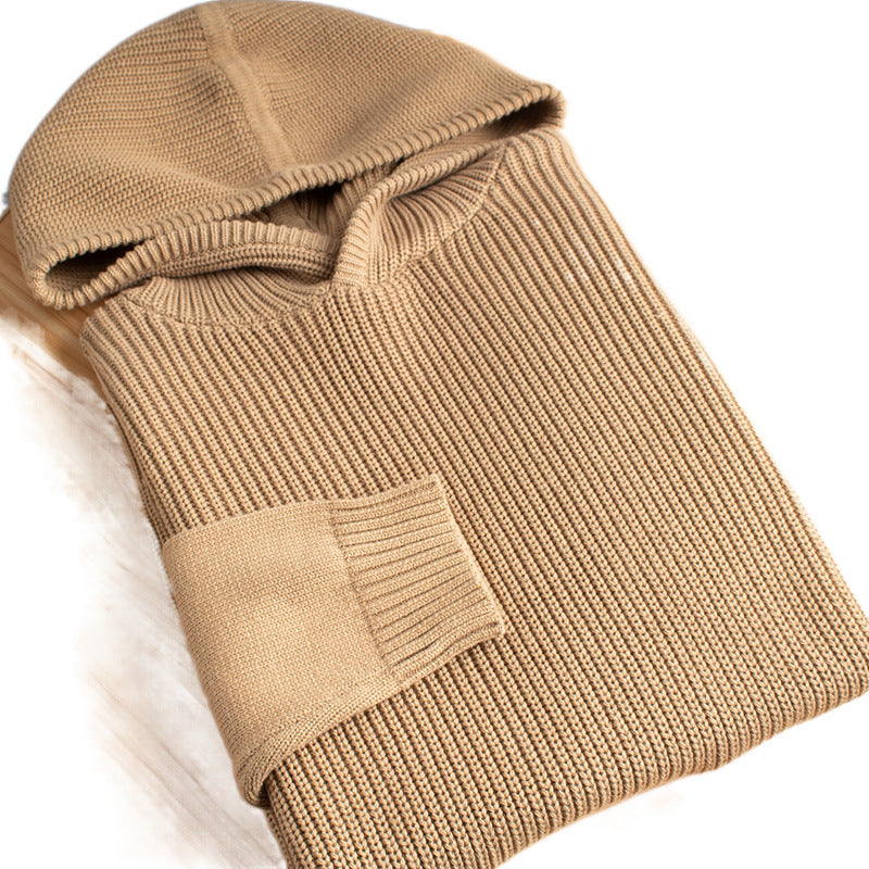 Herren Grobgerippter Kapuzenpullover mit glatten Ärmeln und geripptem Saum Chichicherry