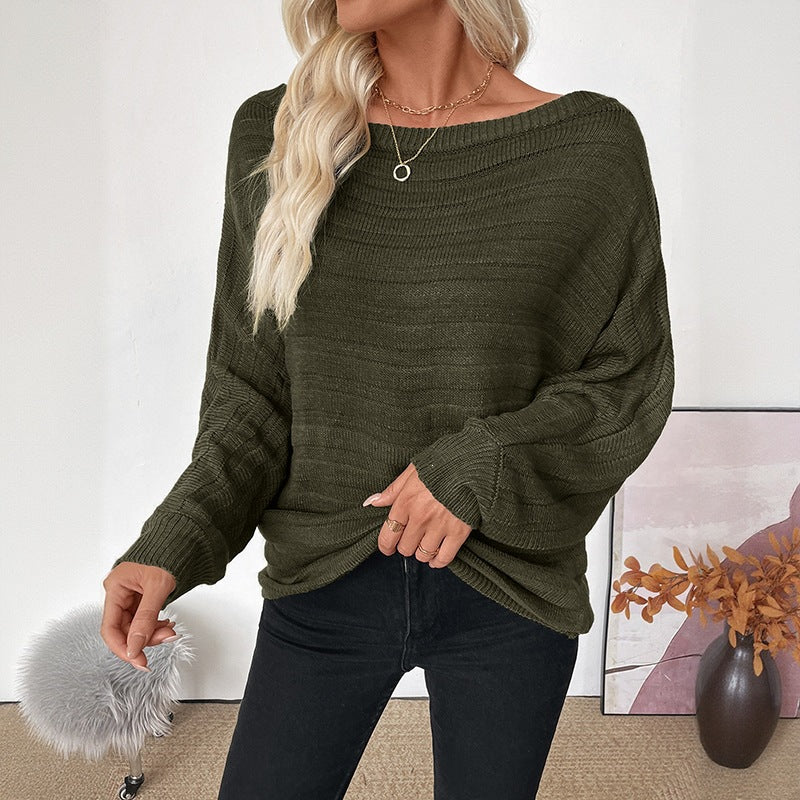 Women's Off-Shoulder Chunky Knit Sweater with Balloon Sleeves Chichicherry
