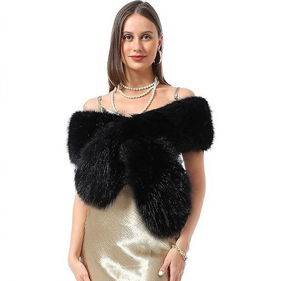 Ladies luxurious faux fur stole in loop design with voluminous shawl collar Chichicherry